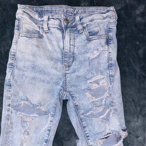 American Eagle Light Blue Denim Ripped Jeans